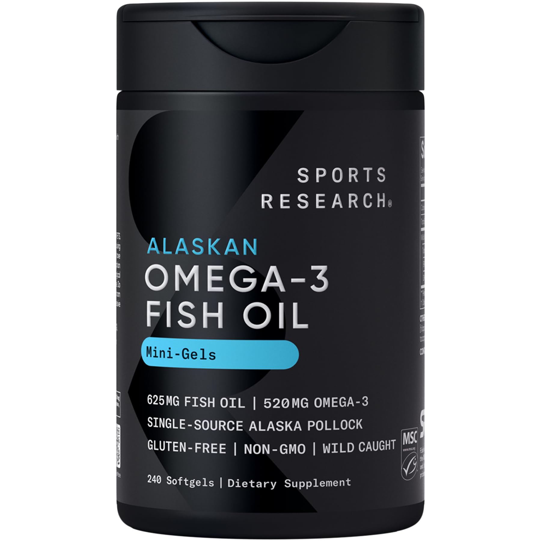 Sports Research® Omega-3 Fish Oil 1250mg from Wild Alaska Pollock, 90 Count | Always Fresh Never Fishy | 690mg EPA 260mg DHA per Softgel · Heart & Brain Health* · MSC Certified Sustainable - 90 Servings Gsupps Australia