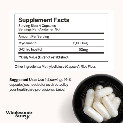 Wholesome Story Myo-Inositol & D-Chiro Inositol Supplement for Women | Fertility Supplements for Hormonal Balance & Ovarian Health Support | Myoinositol | Ideal 40:1 Ratio | 30 Servings