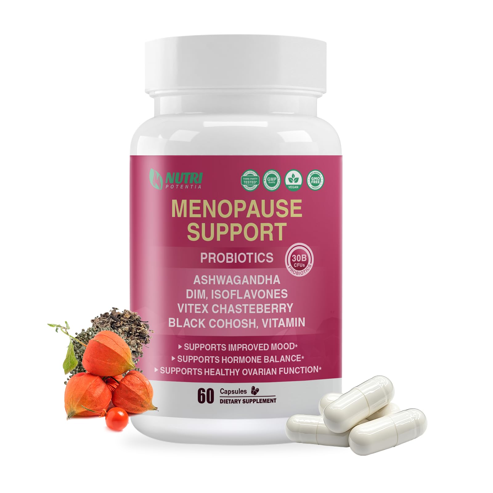 Menopause Supplements for Women with Probiotics, DIM, Black Cohosh, Chasteberry & Soy Isoflavones Support Hormone Balance & Helps Relieve Hot Flashes, Night Sweats - 60 Servings (Made & Tested in USA) NUTRI POTENTIA buy australia supplements