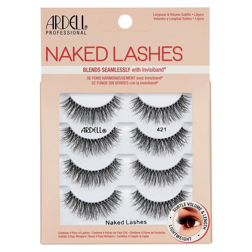 Ardell Naked Lashes 421 Subtle Volume Natural Look False Eyelashes, 4 Pairs Ardell