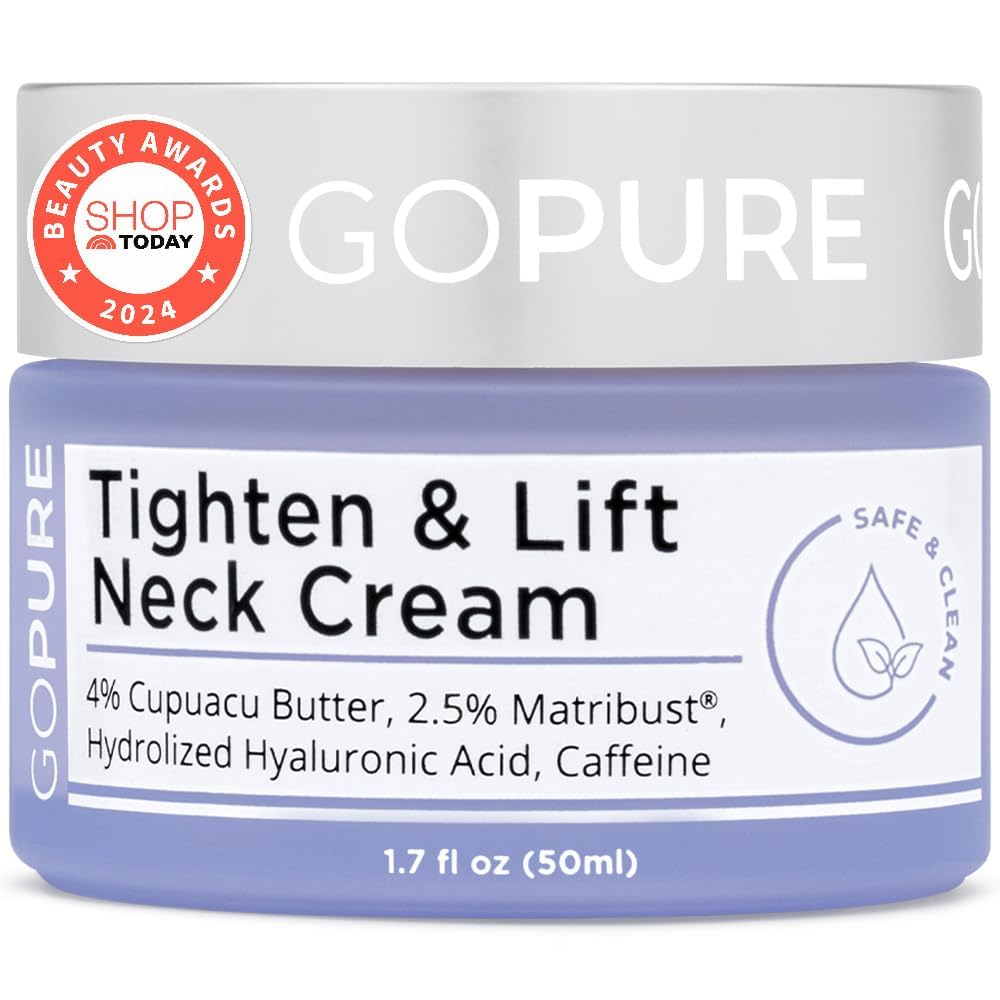 goPure Tighten & Lift Neck & Chest Moisturizer Cream for Visibly Firming, Tightening and Lifting the Look of Wrinkles & Crepey Skin, 1.7oz goPure
