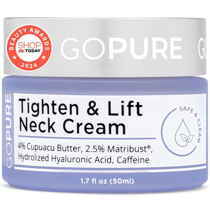 goPure Tighten & Lift Neck & Chest Moisturizer Cream for Visibly Firming, Tightening and Lifting the Look of Wrinkles & Crepey Skin, 1.7oz goPure