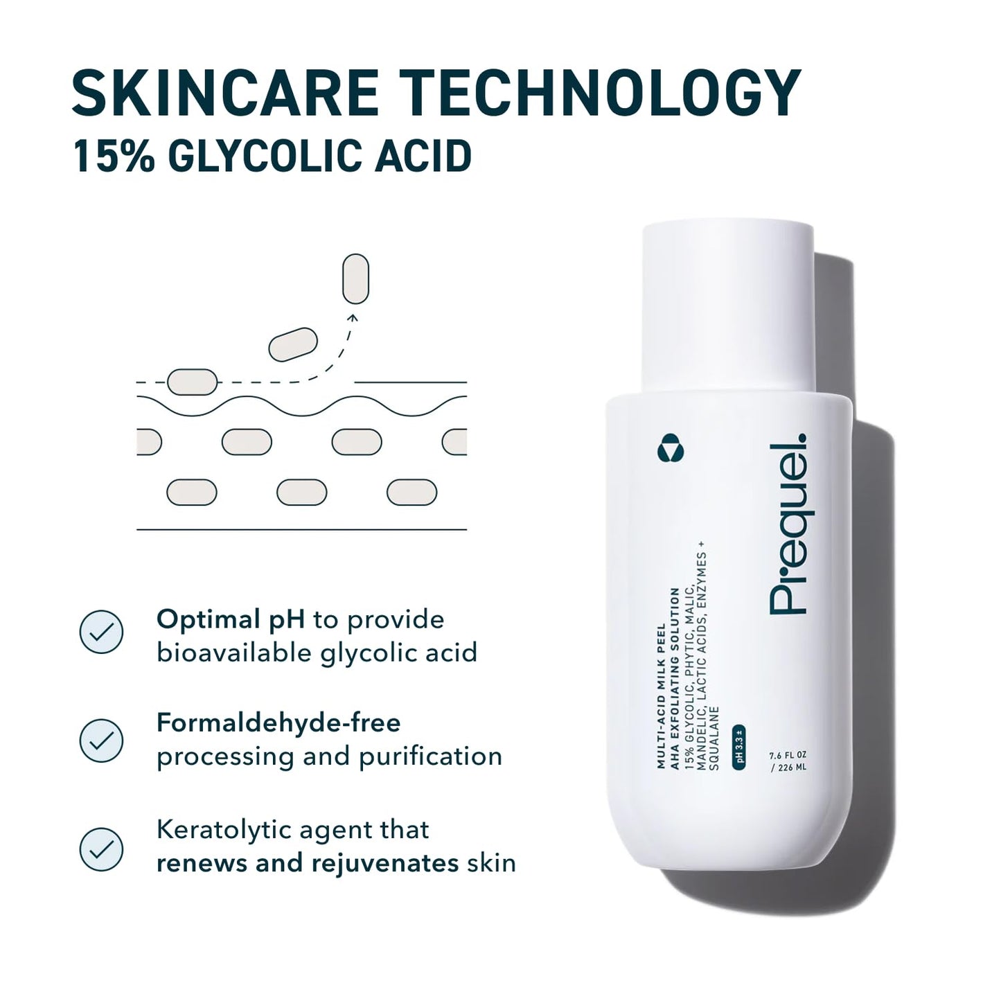 Prequel Skin Multi-Acid Milk Peel, Professional Exfoliating Solution. 15% Glycolic Acid Face Peel with Lactic Acid and Enzymes Prequel