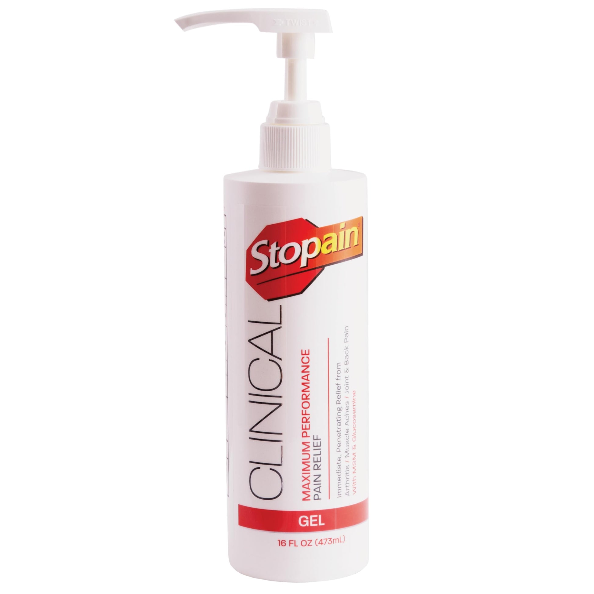Stopain Clinical Pain Relief Gel 16 oz - Professional Formula for Arthritis, Knee, Back & Muscle Pain - Maximum Strength Gel for Joint & Nerve Pains with 10% Menthol Plus Glucosamine - Made in USA Stopain buy australia supplements