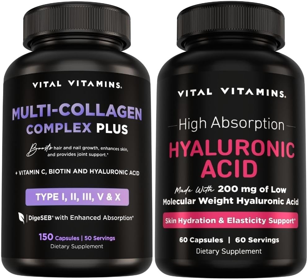 Vital Vitamins Multi-Collagen Plus 150 ct + Hyaluronic Acid Capsules 60 ct Gsupps Australia