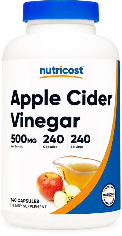 Nutricost Apple Cider Vinegar Capsules 500mg, 240 Vegetarian Capsules - Natural, Vegetarian, GMP, Non-GMO and Gluten Free Nutricost
