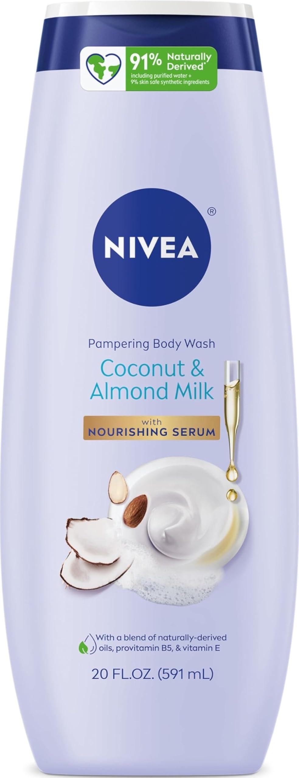 NIVEA Pampering Coconut and Almond Milk Body Wash, 20 FL OZ NIVEA