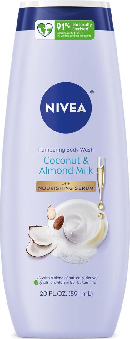 NIVEA Pampering Coconut and Almond Milk Body Wash, 20 FL OZ NIVEA