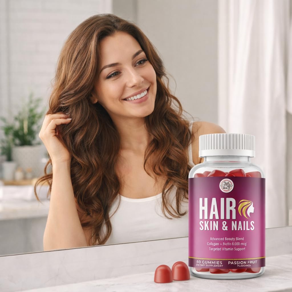 Grab The Gold Hair Skin & Nails Vitamins for Women | Gummies with 6000mcg Biotin & Collagen | 10 Essential Vitamin & Minerals | Gluten-Free, Non-GMO, Passion Fruit Flavor | 1 Month Supply, Made in USA Grab The Gold buy australia supplements