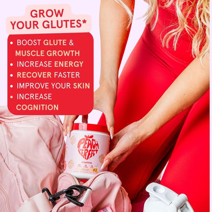 Peach Perfect Creatine Blend for Women – Micronized Creatine Monohydrate with BCAA & Collagen for Glute Strength Support – Pink Lemonade – 30 Servings Peach Perfect