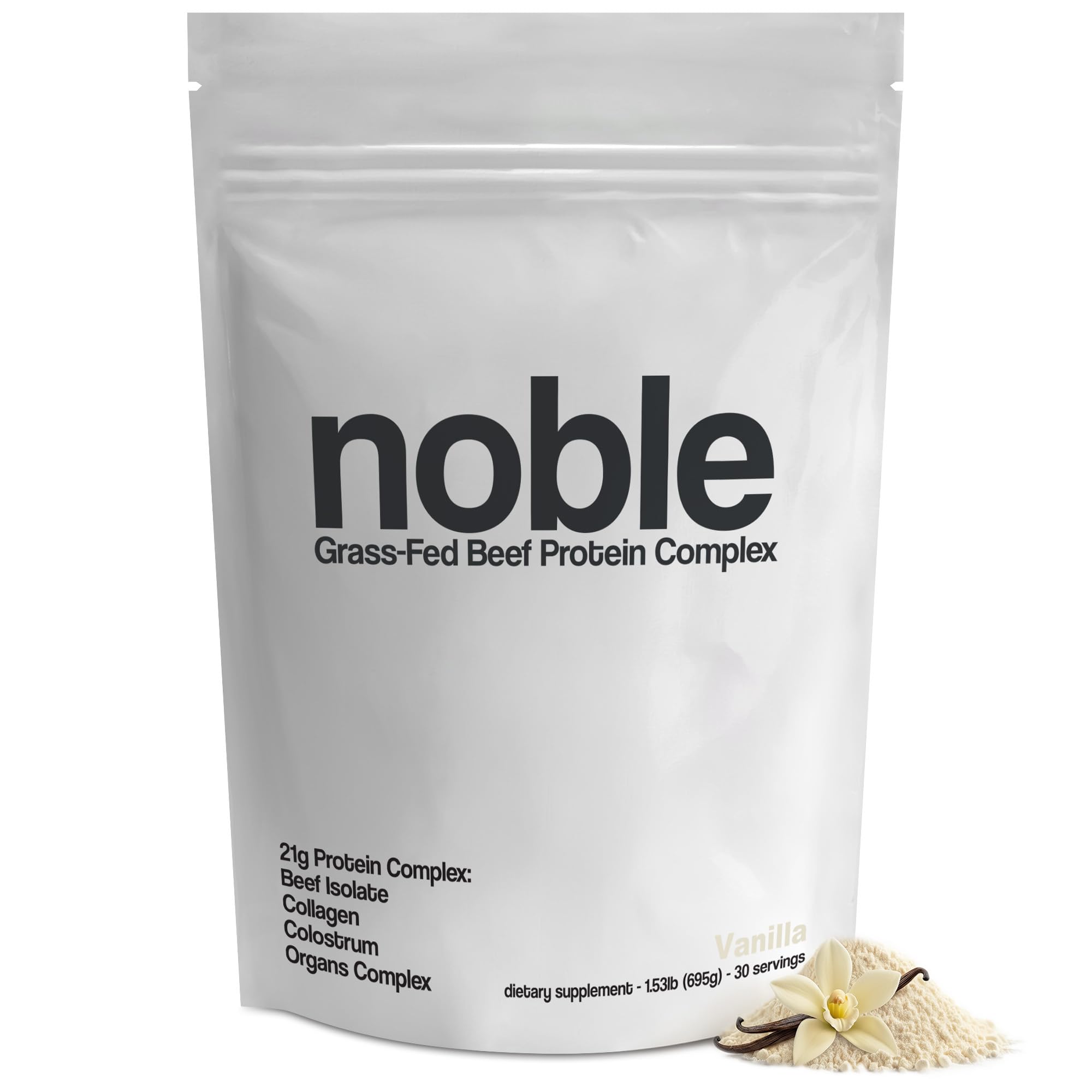 Noble Grass Fed Beef Protein Powder | Beef Protein w/Collagen, Colostrum, Organ Blend | Carnivore, Keto Friendly | Whey, Gluten Free | Muscle, Gut Health, Skin, Joint Support | 30 Servings, Vanilla Noble Origins buy australia supplements