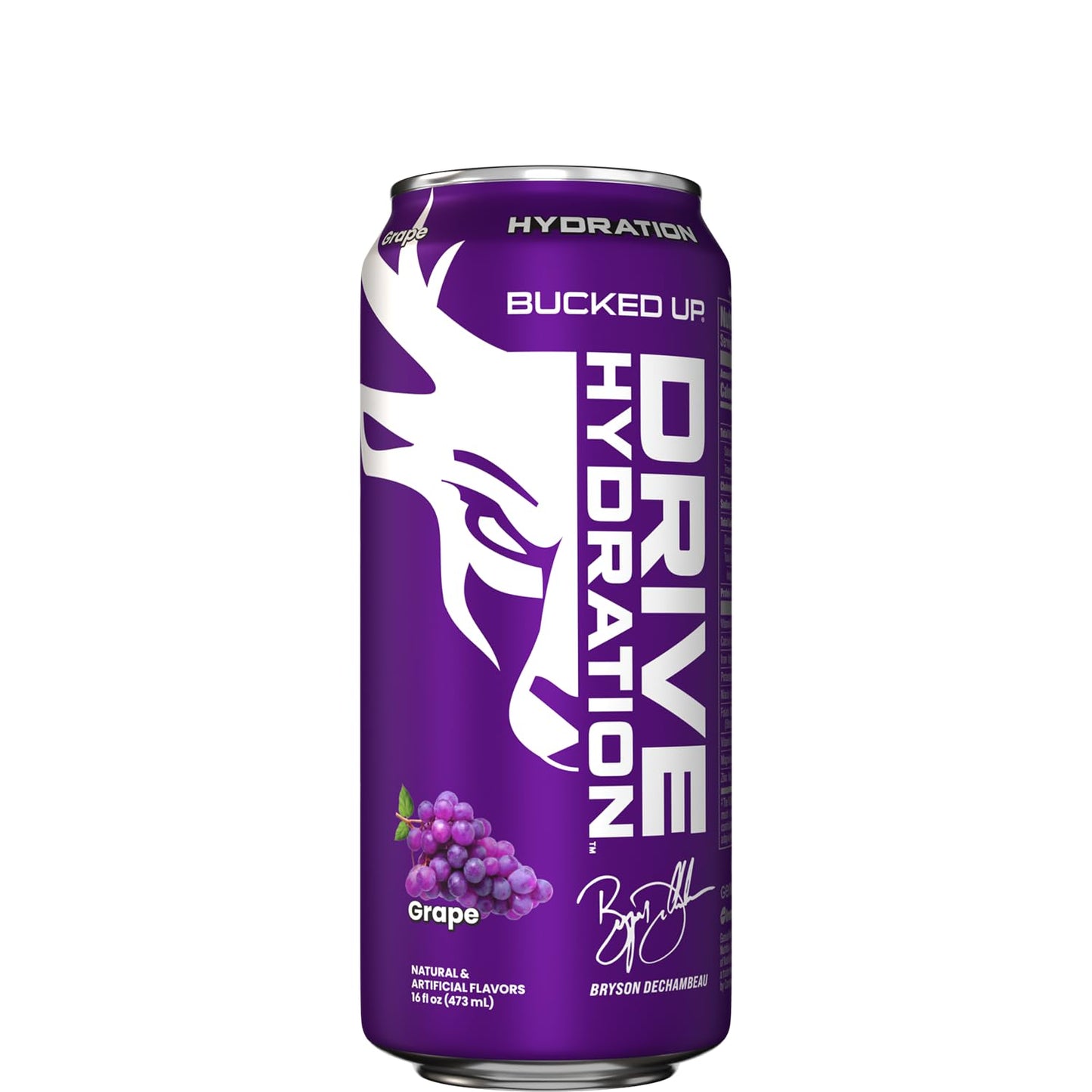 Bucked Up Drive Hydration and Energy | Zero Sugar Electrolyte Drink with GeniusPure Alpha-GPC & 50mg Natural Caffeine | No Artificial Colors | Performance Hydration Beverage | 12 Pack, 16 fl oz Cans | (Grape)