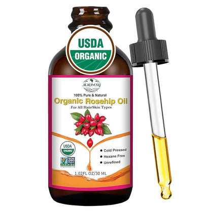 MMPANG Organic Rosehip Seed Oil for Face, USDA Certified, Cold Pressed MMPANG