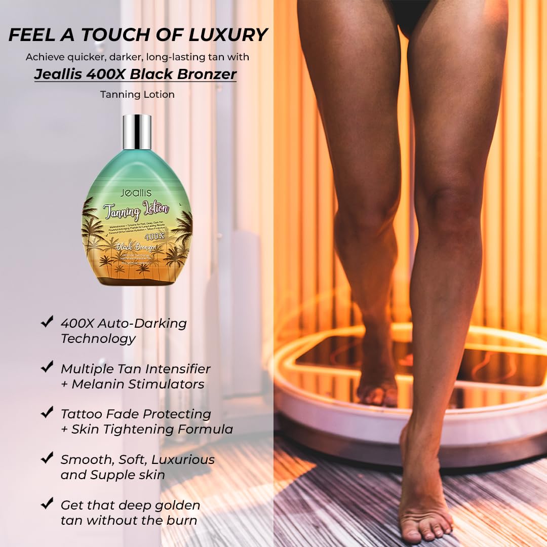 Jeallis Extreme Dark Tanning Lotion Accelerator for Indoor Tanning Beds & Outdoor Sun Tan with Bronzer to Get Dark Fast Tan jeallis