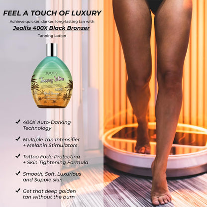 Jeallis Extreme Dark Tanning Lotion Accelerator for Indoor Tanning Beds & Outdoor Sun Tan with Bronzer to Get Dark Fast Tan jeallis