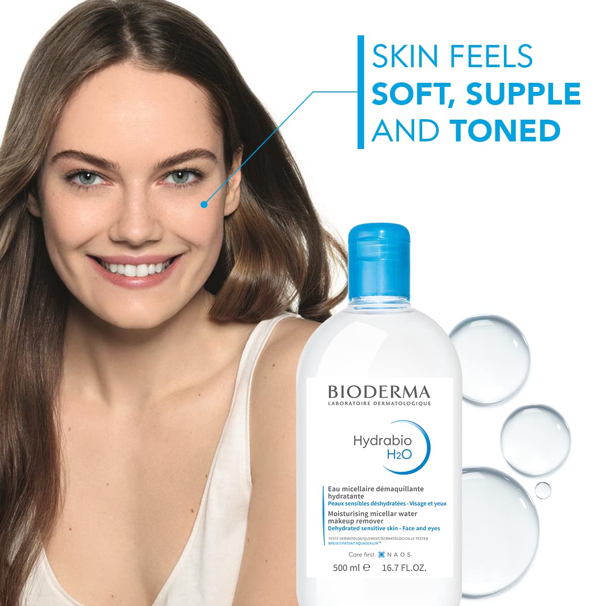 Bioderma - Hydrabio H2O - Micellar Water - Cleansing and Make-Up Removing - for Dehydrated Sensitive Skin , 16.91 Fl Oz (Pack of 1) Bioderma