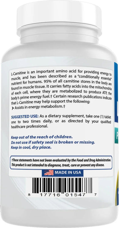 Best Naturals L-Carnitine 1000mg 60 Tablets (60 Count (Pack of 1)) Best Naturals