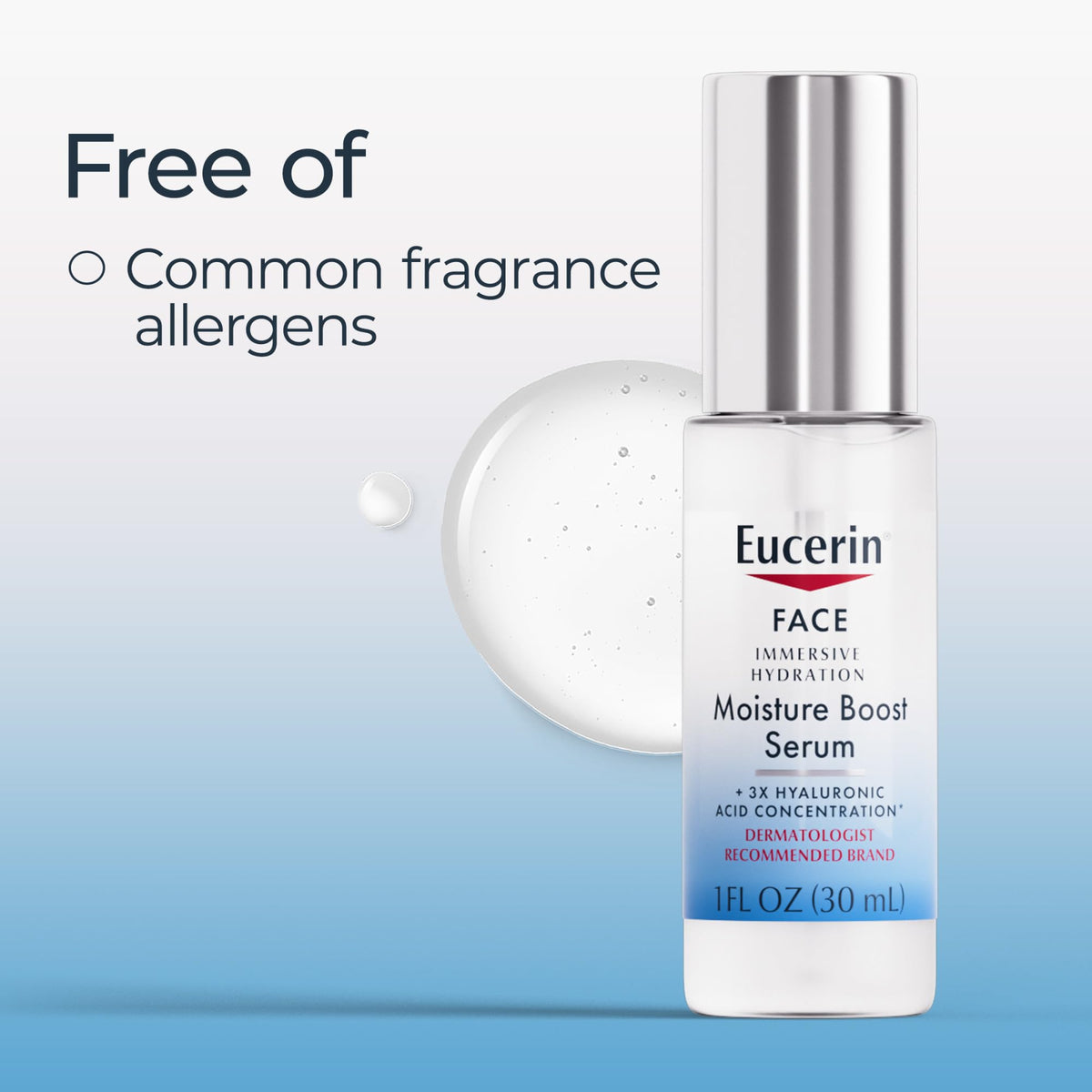 Eucerin Immersive Hydration Smoothing Face Serum, Ultra-Lightweight Hyaluronic Acid Serum Reduces the Look of Fine Lines and Wrinkles, 1 Fl Oz Bottle Eucerin