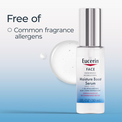 Eucerin Immersive Hydration Smoothing Face Serum, Ultra-Lightweight Hyaluronic Acid Serum Reduces the Look of Fine Lines and Wrinkles, 1 Fl Oz Bottle Eucerin