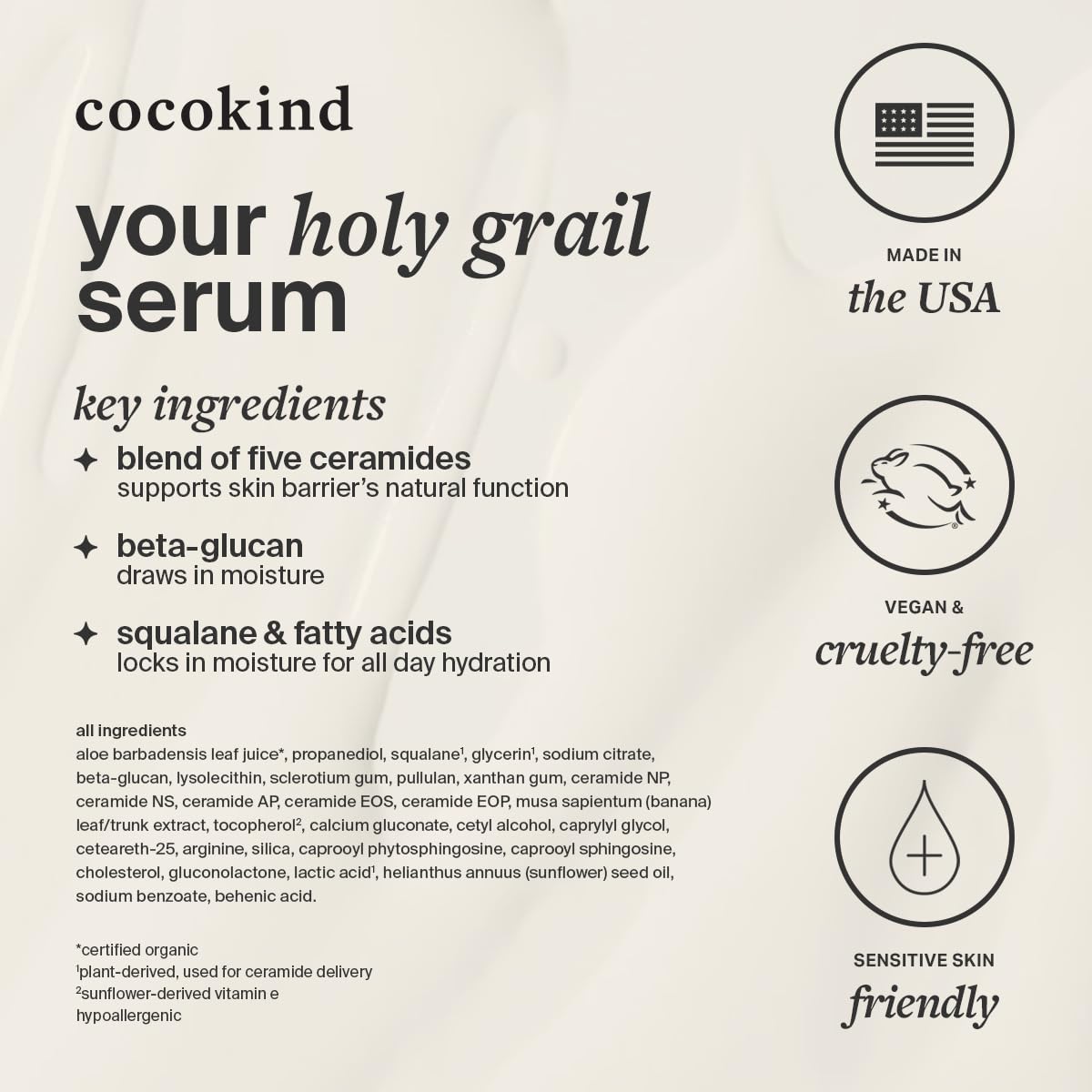 Cocokind Ceramide Barrier Serum, More Hydrating Than Hyaluronic Acid, Serum to Reduce Dryness, All Skin Types including Sensitive Skin, Fragrance Free, Cruelty Free, 1 fl oz Cocokind
