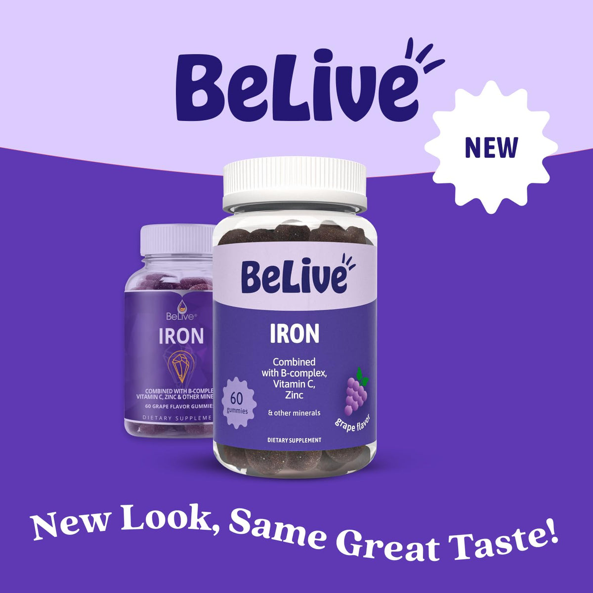 BeLive Iron Gummies - Multivitamin Supplement with Vitamin C, A, B & Zinc, Supports Blood Oxygen, Vegan Iron Supplements for Women, Men & Kids BeLive