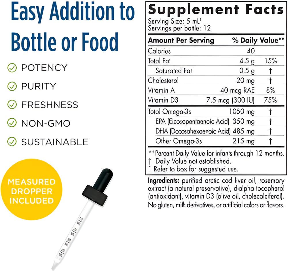 Nordic Naturals Baby’s DHA, Unflavored - 2 oz - 1050 mg Omega-3 + 300 IU Vitamin D3 - Supports Brain, Vision & Nervous System Development in Babies - Non-GMO - Servings May Vary Nordic Naturals buy australia supplements