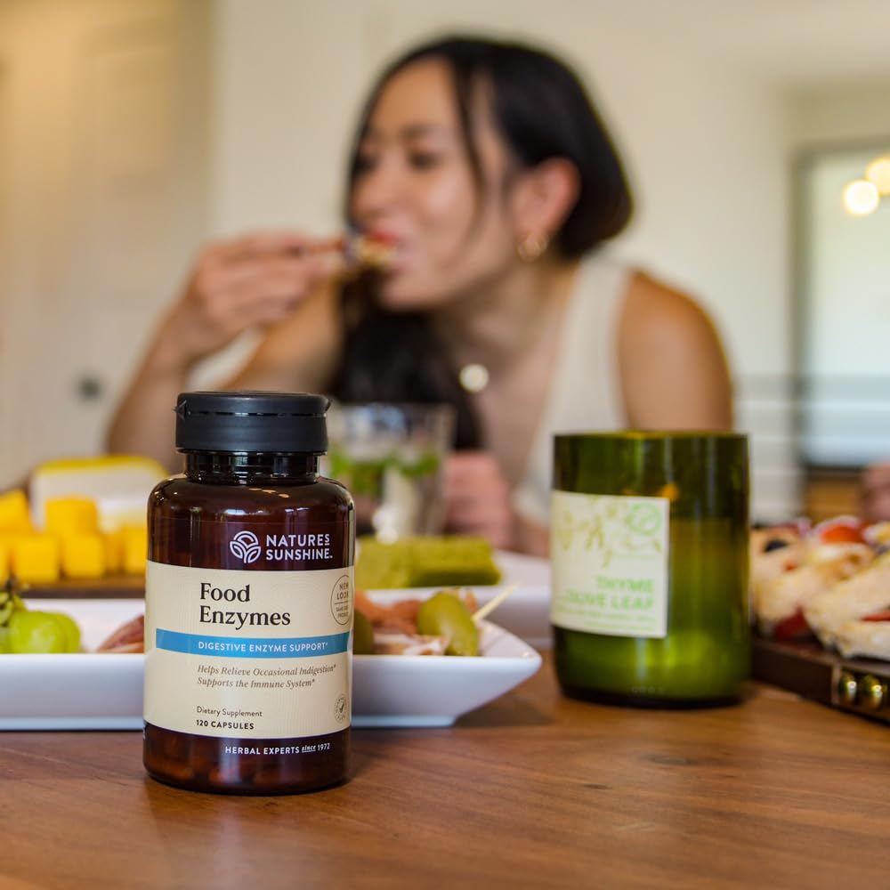 Nature's Sunshine Food Enzymes - Digestive Support with Prebiotics and Probiotics for Gut Health - Digestive Enzyme Supplement for Digestive Health Nature's Sunshine