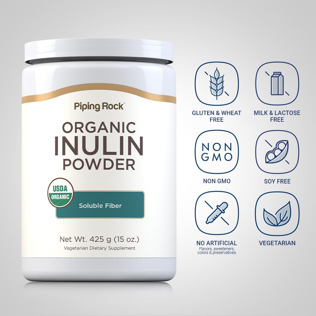 Piping Rock Organic Inulin Powder | 15 oz | Soluble Fiber Supplement | FOS Powder | Vegetarian, Non-GMO, Gluten Free Piping Rock buy australia supplements