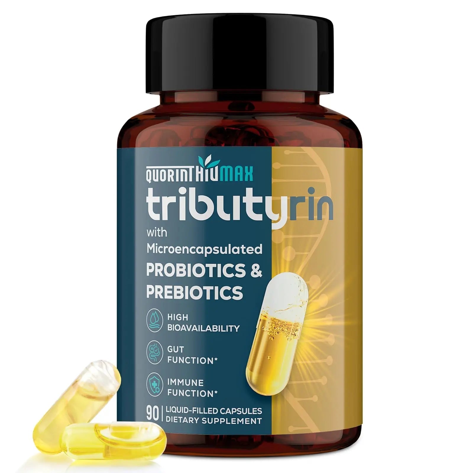 Tributyrin Supplement for Gut & Immune 800mg | High Bioavailability with Microencapsulated Probiotics & Prebiotics - Advanced Liquid-Filled Tributyrin Complex, Gluten Free, 90 Capsules Quorinthiumax buy australia supplements