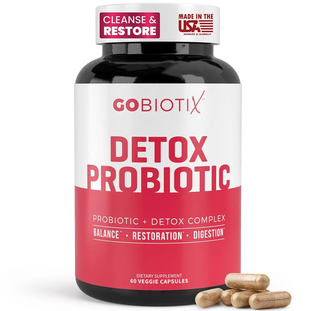 GOBIOTIX Detox Probiotic Supplement for Digestive Health - Milk Thistle, Turmeric, and Dandelion Root, Enzymes for Gut Health GOBIOTIX