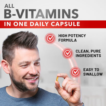 Divine Bounty Super B Complex Vitamins - All B Vitamins Including B12, B1, B2, B3, B5, B6, B7, B9, Folic Acid - Vitamin B Supplement Divine Bounty