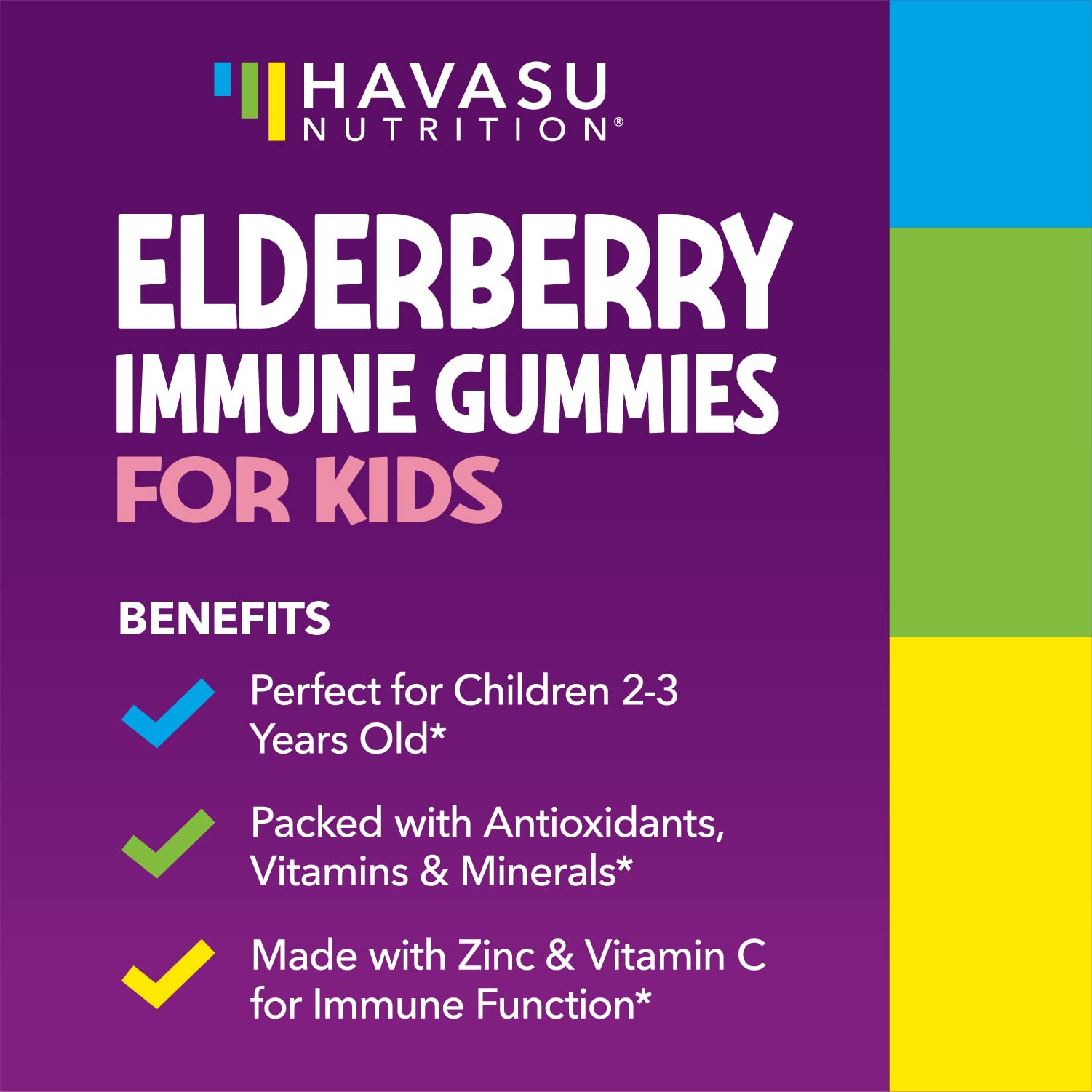 Elderberry Gummies for Kids with Vitamin C & Zinc, Berry, 30 Servings | Vegan, Non-GMO, Gluten Free Immune Support for Children, Daily Defense with Antioxidants & Essential Nutrients, 60 Count Gsupps Australia