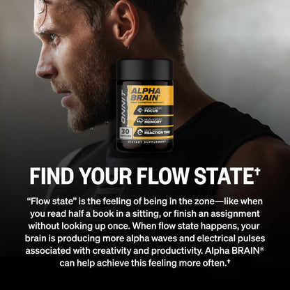 ONNIT Alpha Brain Nootropic Brain Supplement for Focus, Memory, Mental Clarity, Cognitive Support with L-Theanine and Vitamin B6, 30 Count Capsules ONNIT