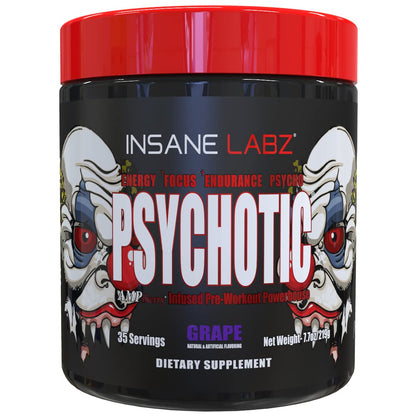 Insane Labz Psychotic, High Stimulant Pre Workout Powder, Extreme Lasting Energy, Focus and Endurance with Beta Alanine, Creatine Monohydrate DMAE, 35 Srvgs (Fruit Punch)