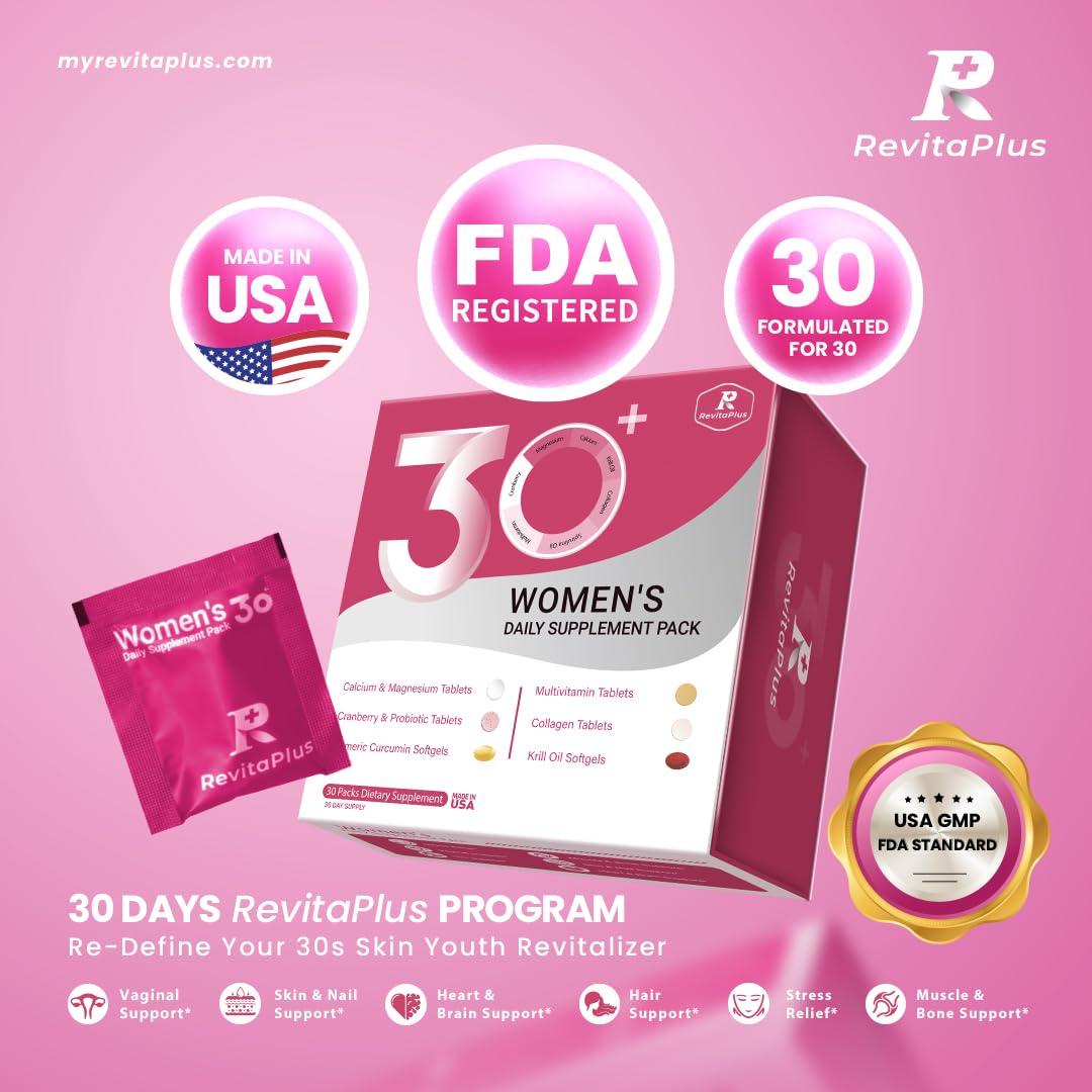 RevitaPlus Multivitamin for Women with Vitamin A,B,C,D3,E,K2,Biotin, Collagen,Krill Oil,Cranberries Supports Energy,Wellness,Beauty and Immune - Vitamin Packs for Women Health 30 Packs RevitaPlus buy australia supplements