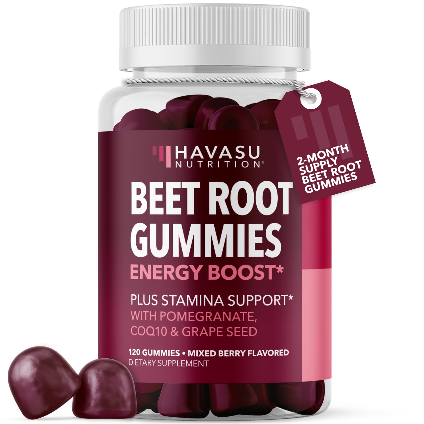Beet Root Gummies with COQ10 and Grape Seed, Mixed Berry, 30 Servings | Nitric Oxide Supplement with Beetroot, Grape Seed Extract and COQ10 for Performance and Recovery, Vegan, Non-GMO, Gluten-Free Gsupps Australia