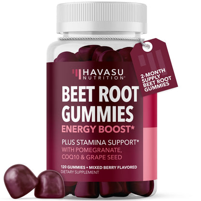 Beet Root Gummies with COQ10 and Grape Seed, Mixed Berry, 30 Servings | Nitric Oxide Supplement with Beetroot, Grape Seed Extract and COQ10 for Performance and Recovery, Vegan, Non-GMO, Gluten-Free Gsupps Australia
