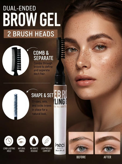 HECI BEAUTY Clear eyebrow Gel,Wax Hybrid brow gel with Dual Brush,8ml HECI BEAUTY