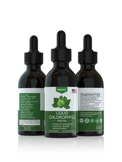 Chlorophyll Liquid Drops - 100% Natural Energy Booster and Immune Support - Internal Deodorant and Detox - Altitude Sickness Relief - Fast Absorption Horjoy