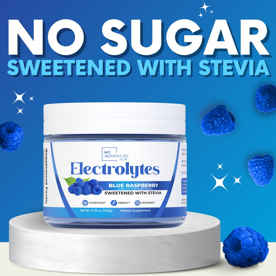Zero Sugar - Blue Raspberry Electrolytes Powder - Refreshing Hydration - Caffeine Free Energy - All Natural Ingredients - Vegan, Keto and Paleo - Sugar Free Electrolyte Powder Drink Mix - 37 Servings My Adventure to Fit buy australia supplements