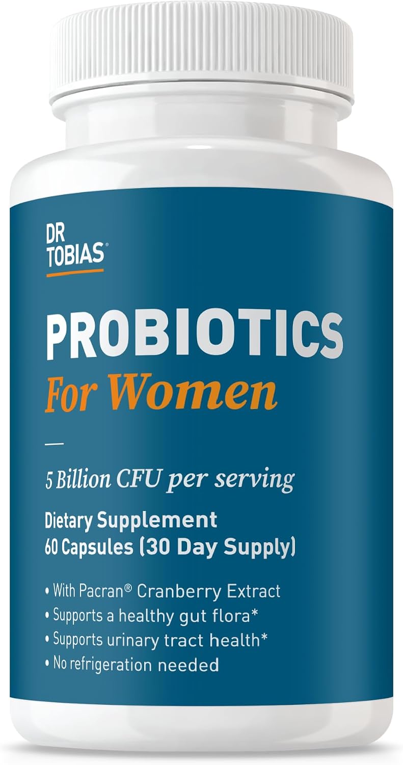 Dr. Tobias Probiotics for Women with Prebiotics & Cranberry Extract for Urinary Tract Health for Women | Supports Digestive & Immune Health - 5 Billion CFUs (60 Capsules, 30 Servings)