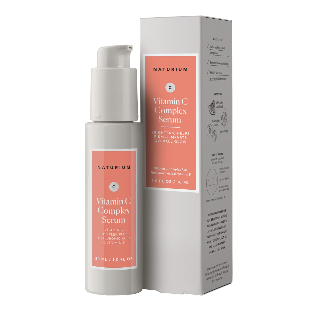Naturium Vitamin C Complex Serum, Hyaluronic Acid & Vitamin E, 1 fl oz Naturium