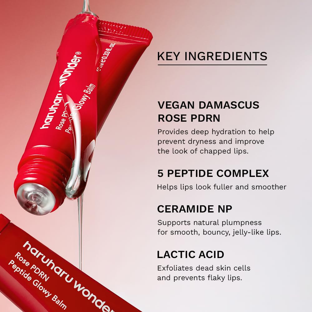 HARUHARU wonder Rose PDRN Peptide Glowy Balm, 0.33 fl.oz, Glossy Clear HARUHARU