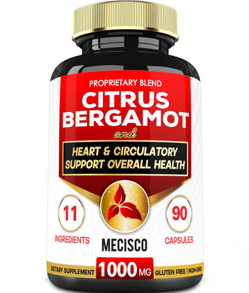 Mecisco 11 in 1 Citrus Bergamot Supplement 1000mg with Black Chokeberry, Berberine HCl & More - 90 Capsules - Supports Heart Health, Immune System, Energy Production Mecisco buy australia supplements