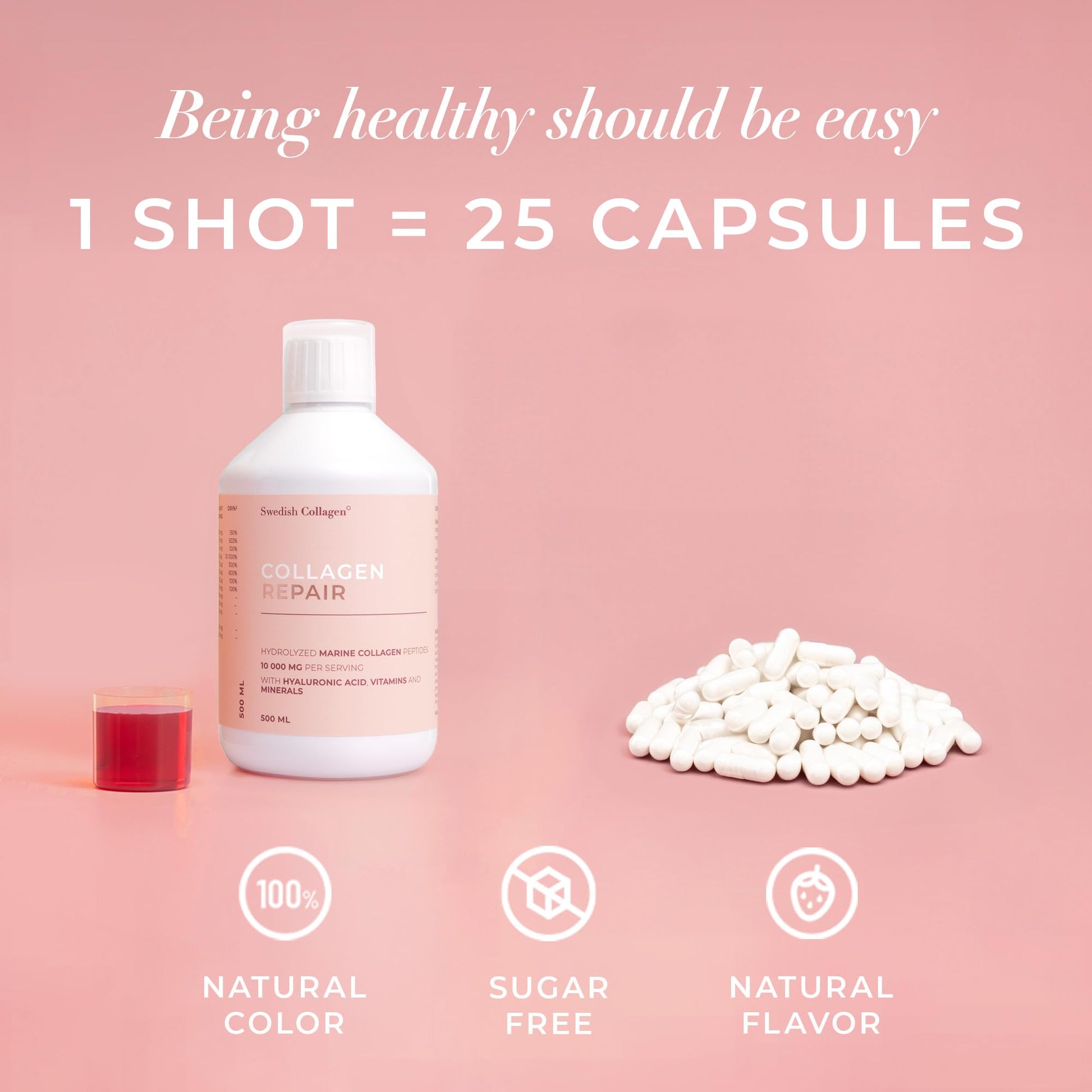 Swedish Collagen Repair | 10,000 mg Hydrolyzed Marine Collagen Liquid Supplement - 500 ml, 20 Day Supply I Hyaluronic Acid, Biotin & Vitamin C for Healthy Hair, Skin, Nails & Joints | Sugar-Free Swedish Collagen buy australia supplements