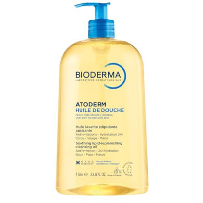 Bioderma Atoderm Shower Oil, Cleansing Oil For Face & Body, Nourishing Cleansing Oil For Dry to Atopic Sensitive Skin For Softer & Smooth Skin For Your Whole Family Bioderma