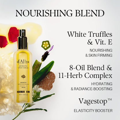 d'alba Piedmont Italian White Truffle First Aromatic Spray Serum, Fragrant VEGAN Glowy Antioxidant Face Mist d'alba Piedmont