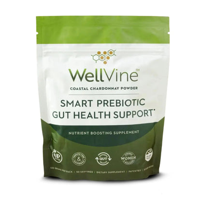 WellVine Premium Smart Prebiotic Gut Health Supplement Powder for Men & Women | Digestive Support & Gut Health With 100% Upcycled Chardonnay Grapes | Plant-Based WellVine