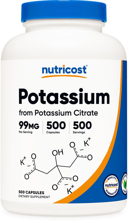 Nutricost Potassium Citrate 99mg, 500 Capsules Nutricost
