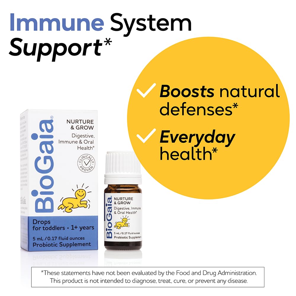 BioGaia Nurture & Grow for Toddlers | Ages 1+ | Liquid Probiotic | Allergen-Free | Triple-Benefit Probiotic for Kids | Digestive Health BioGaia